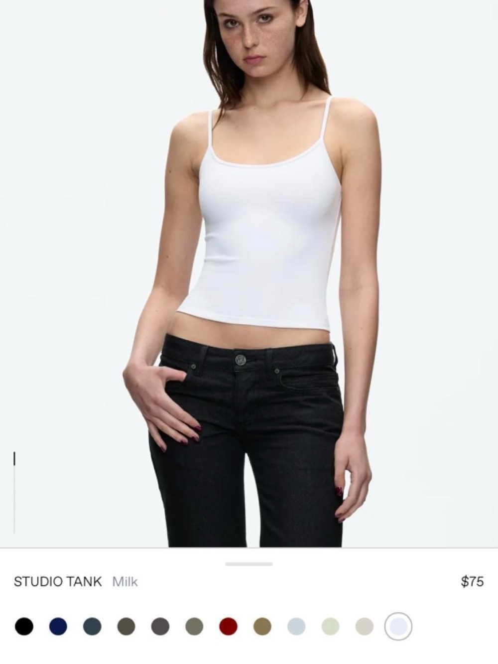 Studio Slim Scoop Neck Tank Top - White